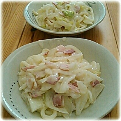 クリーム大好き家族にも好評でした～♡ソースがうどんにもよく絡みとっても美味しかったです♡
ご馳走さま(*^^*)